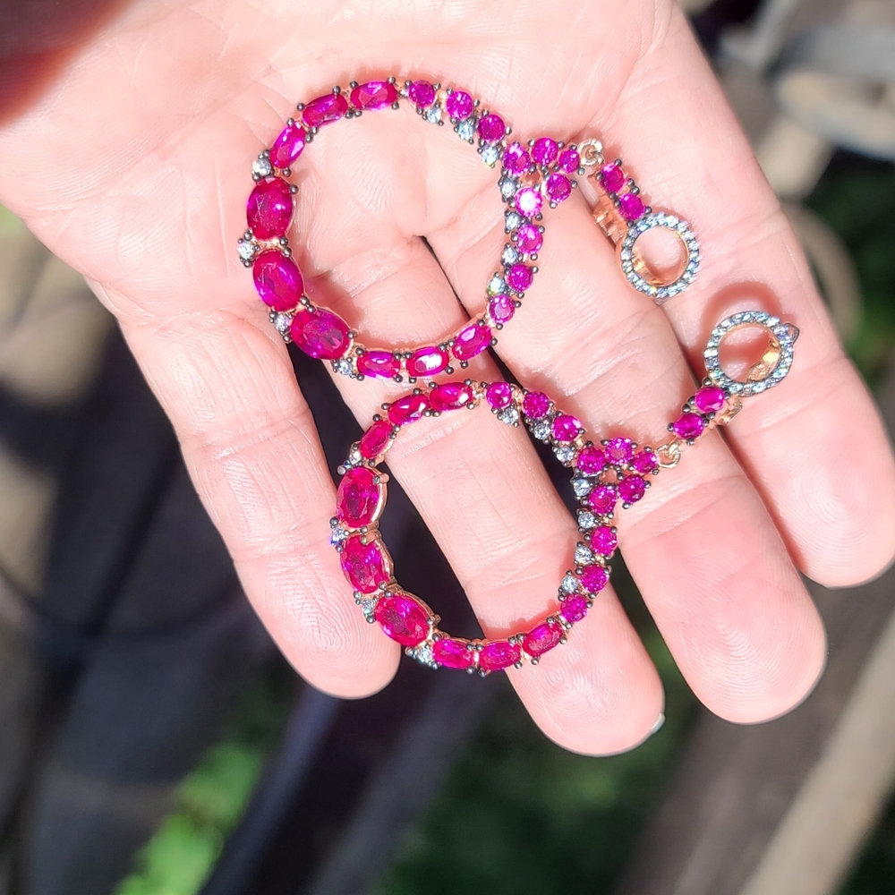 Wreaths of rubies & sapphire earrings - Picture 6 of 6